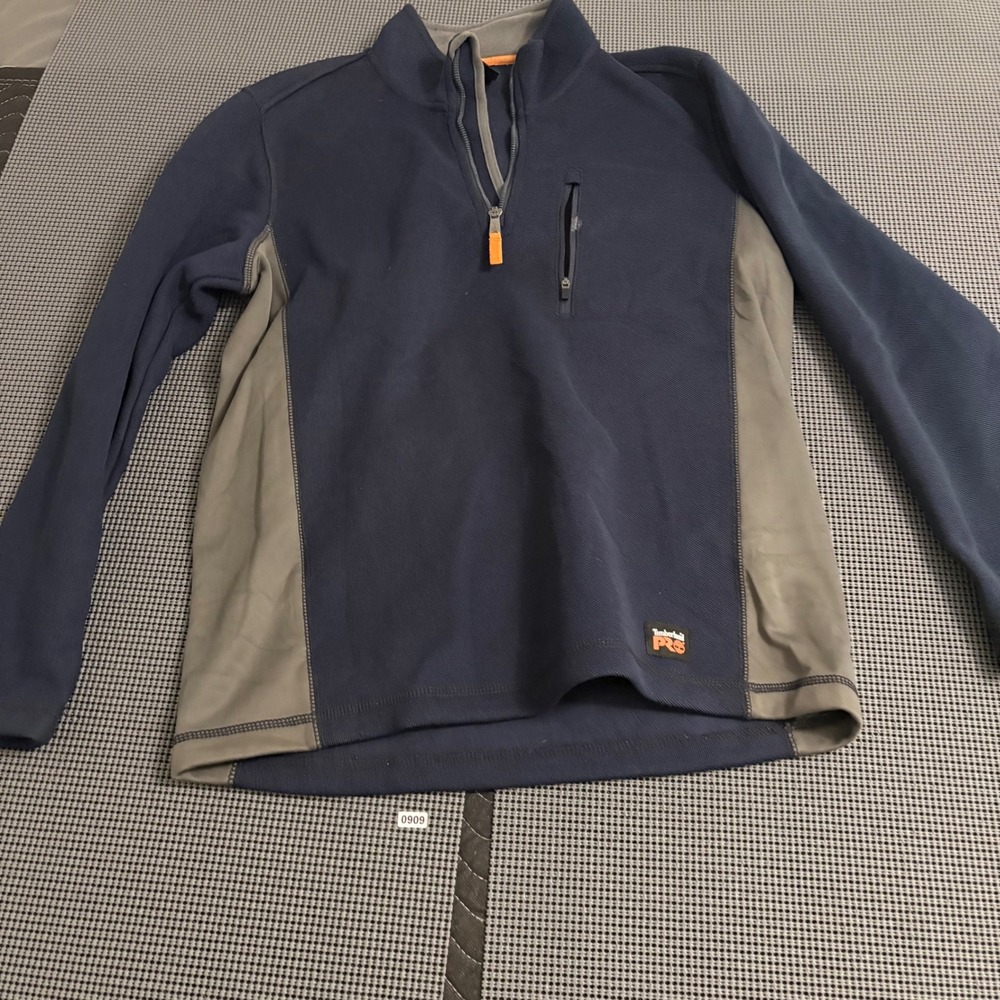 Timberland PRO Rain Repel Mens Small Navy Blue Grey Quarter Zip Pullover Sweater